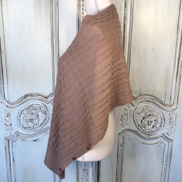 Dusty Mauve Cable Knit Button Details Scarf - Picture 4 of 7